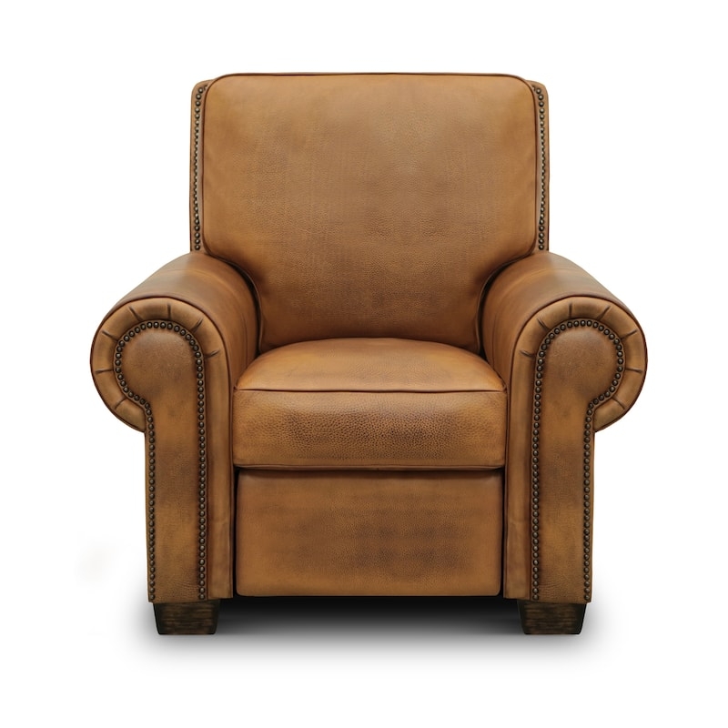 Hello Sofa Home Valencia 100% Top Grain Hand Antiqued Leather Traditional Recliner