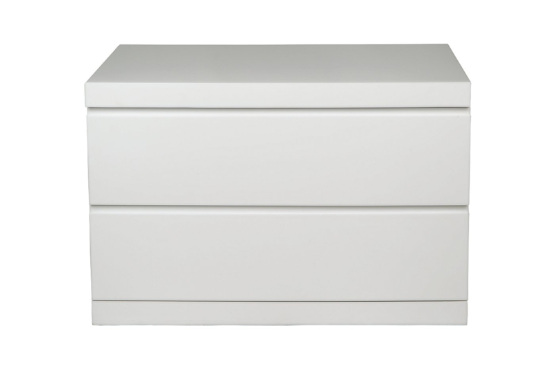 High Gloss White Nightstand Thick Profile Frame Minimalist Table