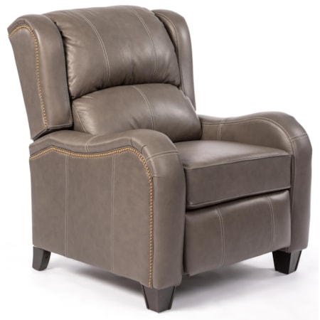 High-Leg Recliner with Nailhead Trim & Turned Legs