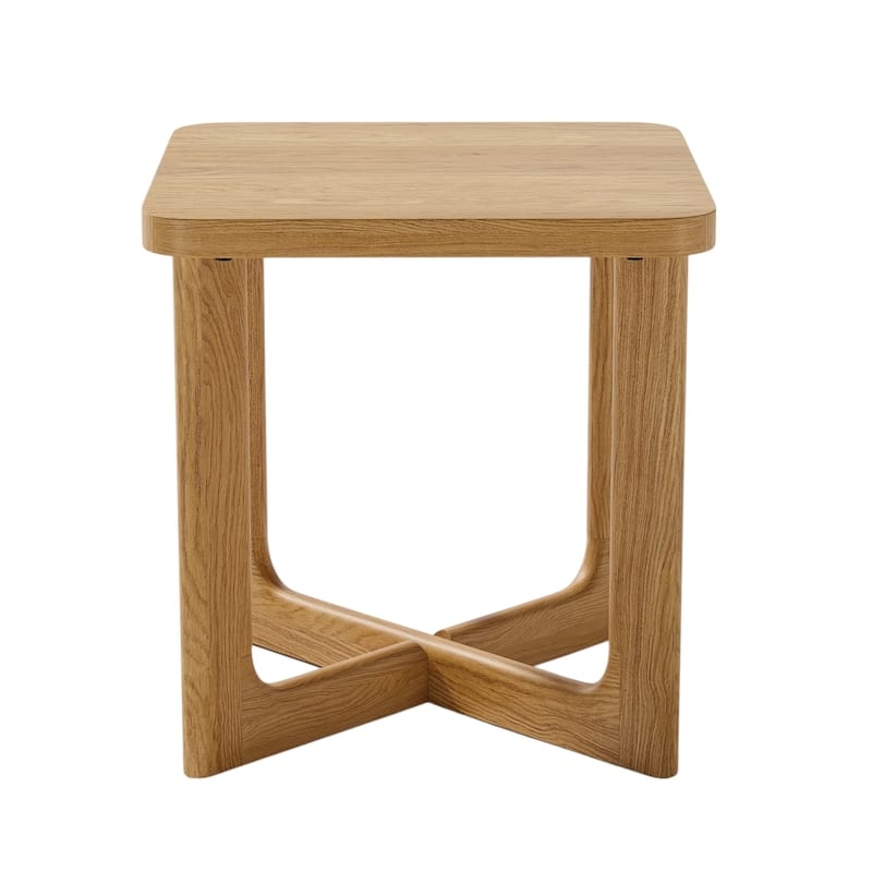 Homeroots 24" Natural Solid Wood Square Cross Legs End Table - 24' x '24' x '24
