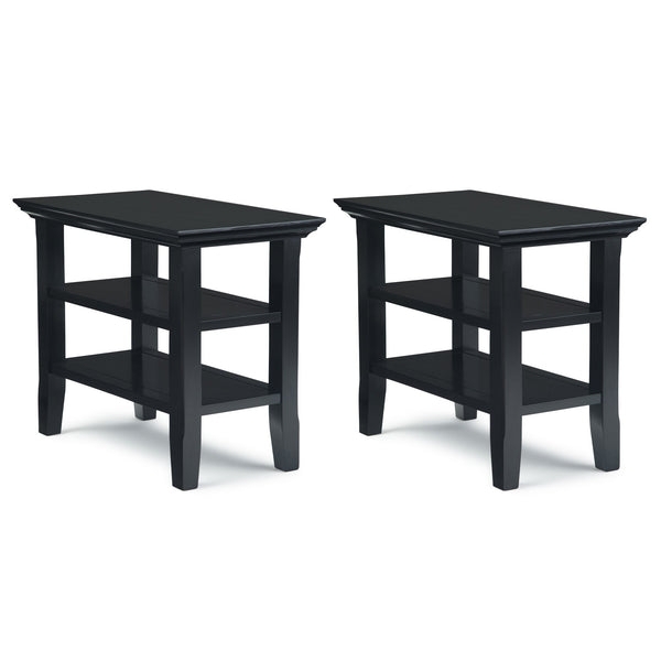 Honey Brown Accent Table Pair with Narrow Profile and Tapered Legs