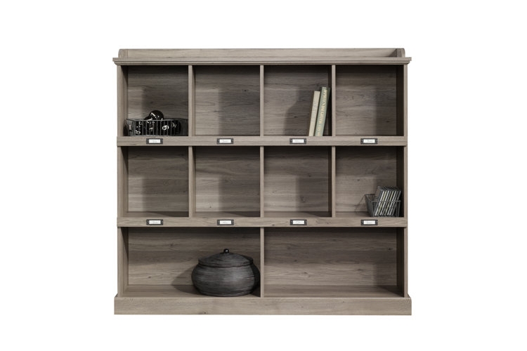 Horizontal Bookcase Honey Wood Tone 4-Compartment Low Profile
