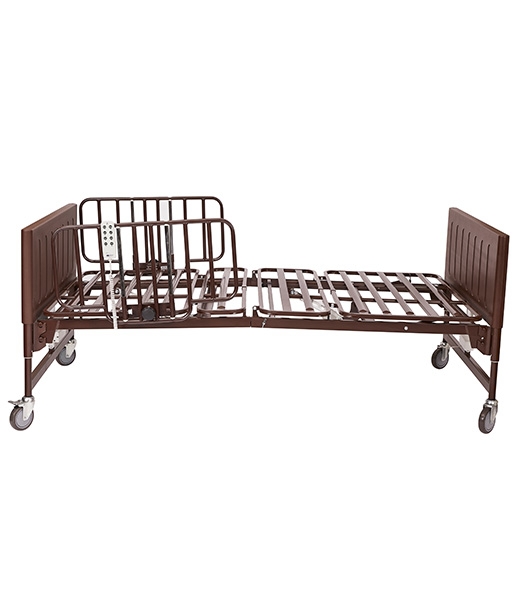 Hospital Bed: Articulating Black Frame with Wood-Toned Panels