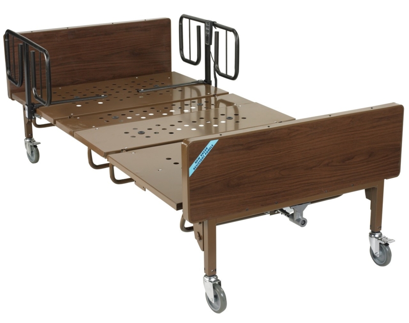 Hospital Bed: Professional Bariatric Electric Frame, Wood-Toned Panels