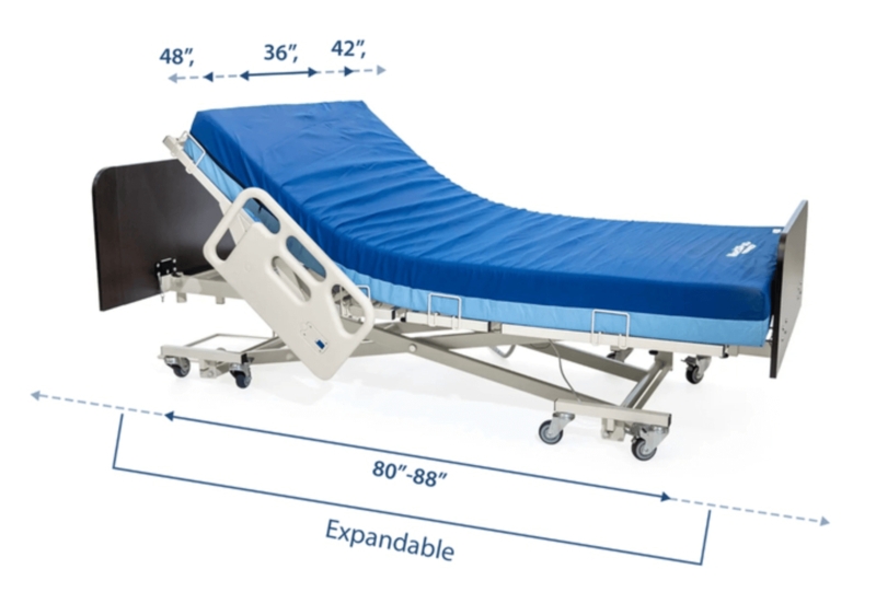 Hospital Bed Ultra Low Profile Expandable Width Scissor Lift Mechanism