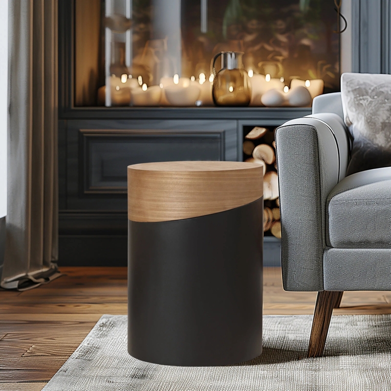 Hourglass Silhouette End Table Stone-Like Distressed Gray
