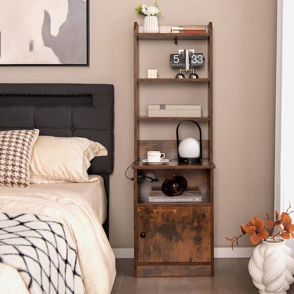 Industrial C-Frame Nightstand with Charging Station