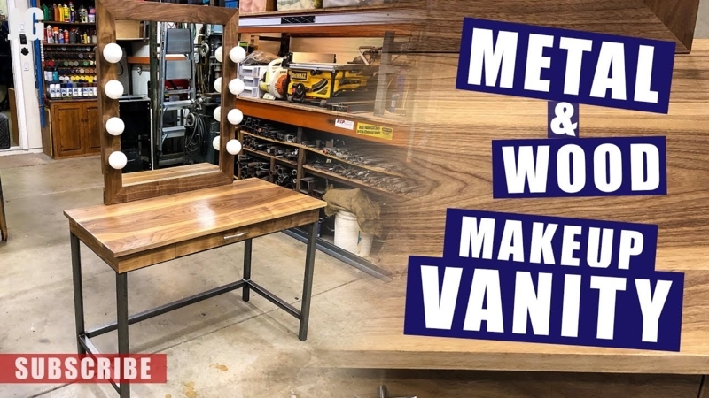 Industrial Metal and Wood Vanity Set with Three Storage Drawers