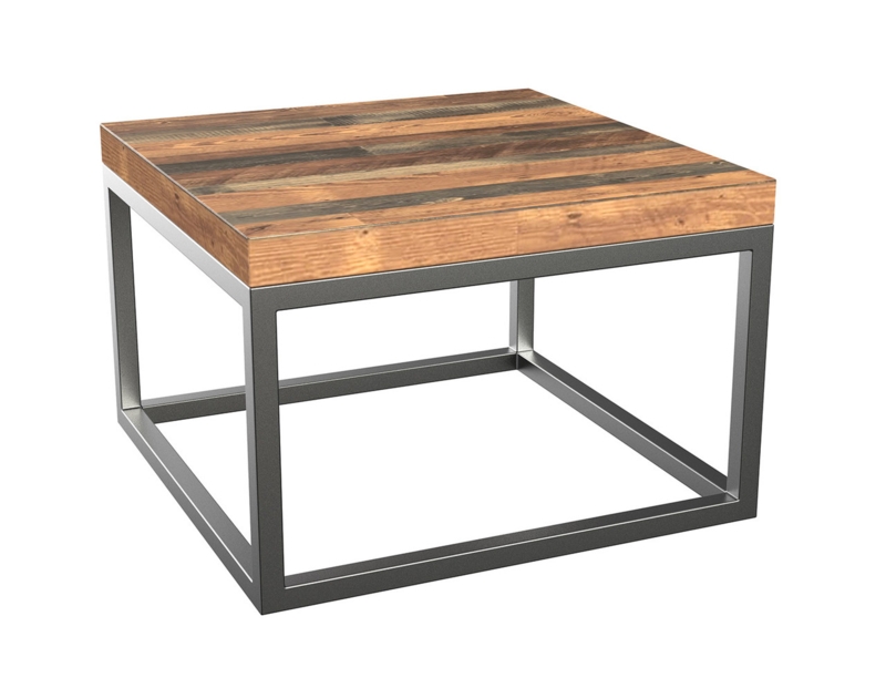 Industrial Modern Coffee Table Styling Dark Wood Top Gunmetal Sled Base