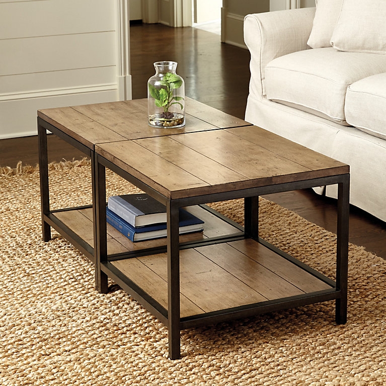 Industrial Nesting Coffee Tables Weathered Wood Rectangle