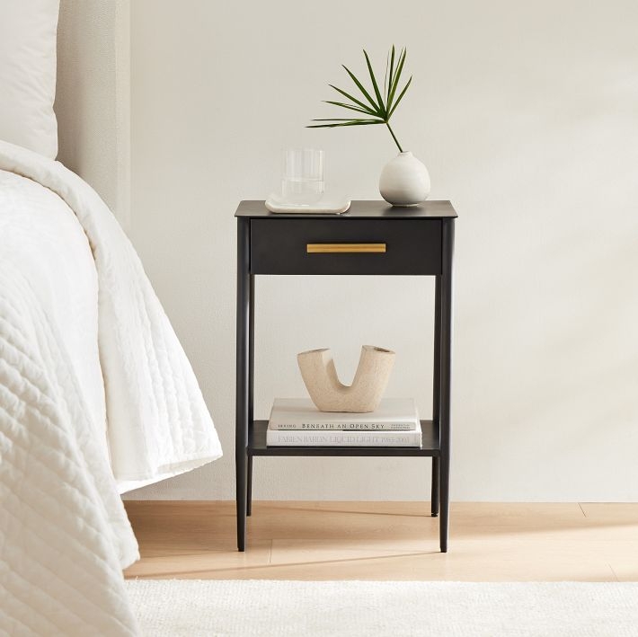 Industrial Nightstand in Hot-Rolled Steel with Antique Brass Pull
