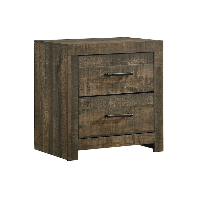 Industrial Nightstand Integrated Power Distressed Brown Finish