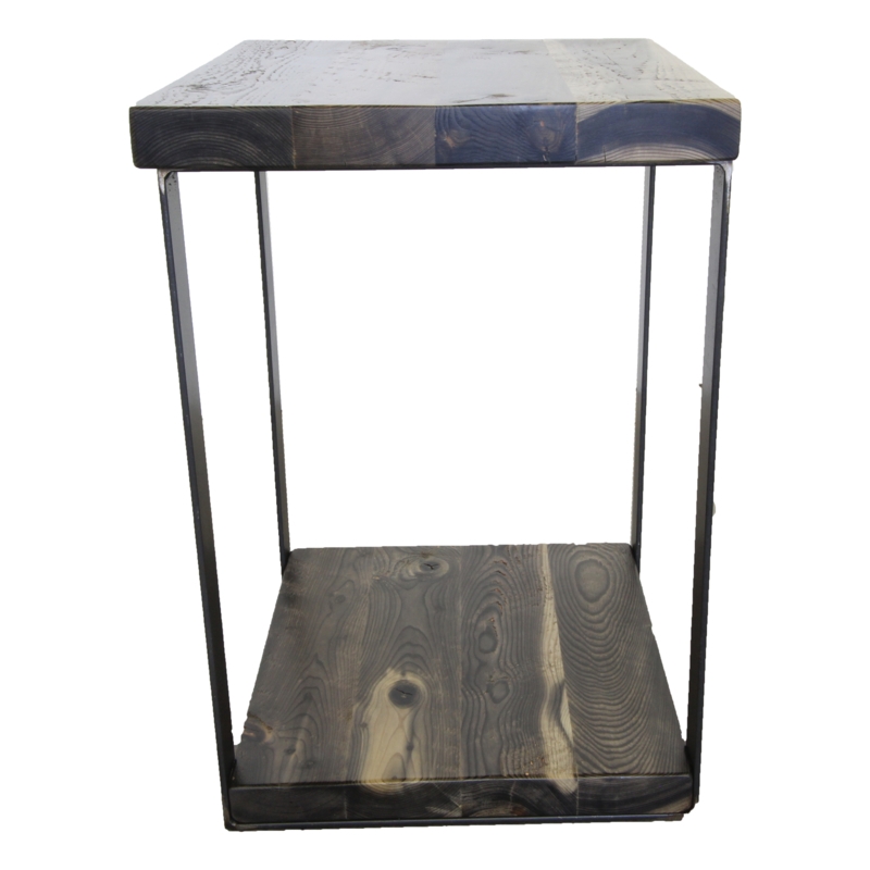 Industrial Nightstand with Open Shelf Storage and Single Wood Drawer