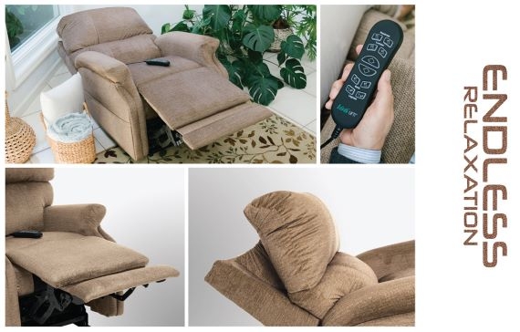Infinite Position Power Recliner Chair Textured Upholstered Fabric