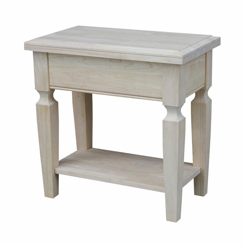 International Concepts Solid Wood Vista Side Table Hickory & Shell