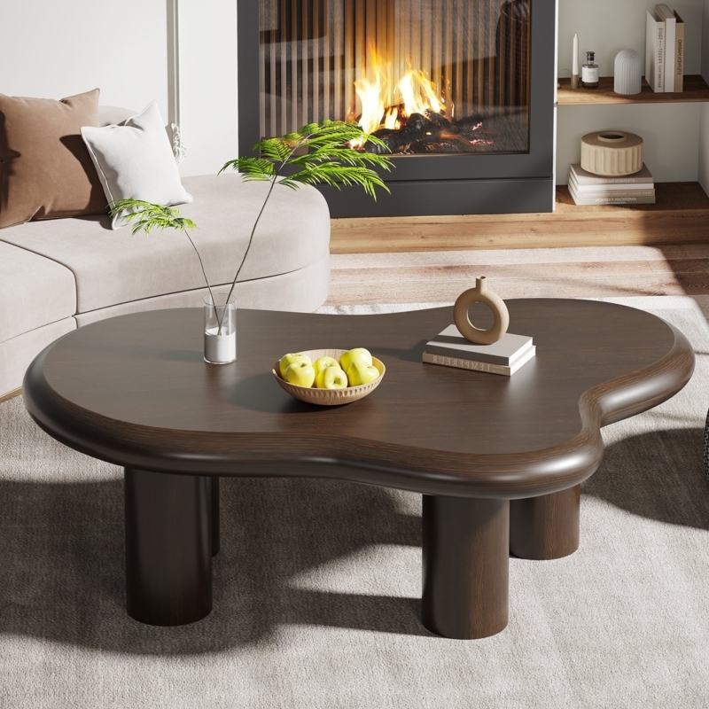 Irregular Cloud Shape Coffee Table with Thick Chunky Legs, Scandi Style
