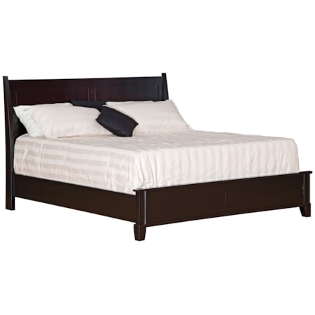 King Bed with Slatted Headboard Low Footboard Wood Toned Mission Style