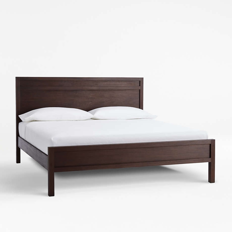 King Platform Bed Frame with Architectural Inset Panel Headboard