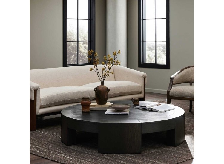 Large Rectangular Coffee Table Oak Textured Grain Block Legs