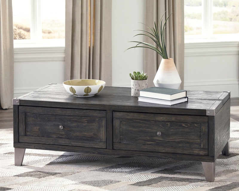 Lift Top Coffee Table X Frame Legs Charcoal Gray Modern Industrial