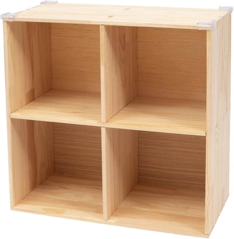 Light Oak Cube Organizer Open Back Design 2x2 Square Grid Honey Oak Shelf