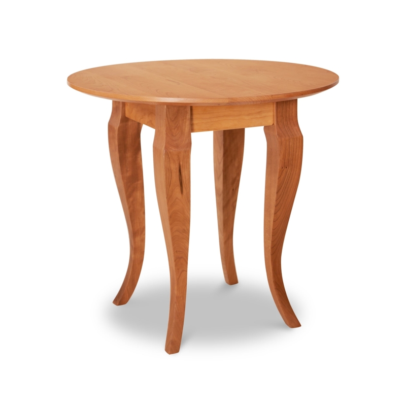 Light Wood Round End Table with Flared Legs