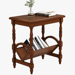 Light Wood Side Table with Rectangular Top and Tapered Splayed Legs