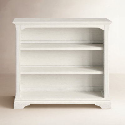 Light Wood Wide Bookcase 3-Section Layout Rustic Style