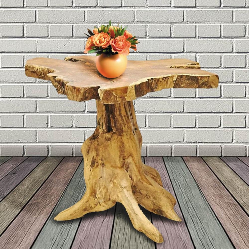 Live Edge Accent Table with Natural Bark Detail Top