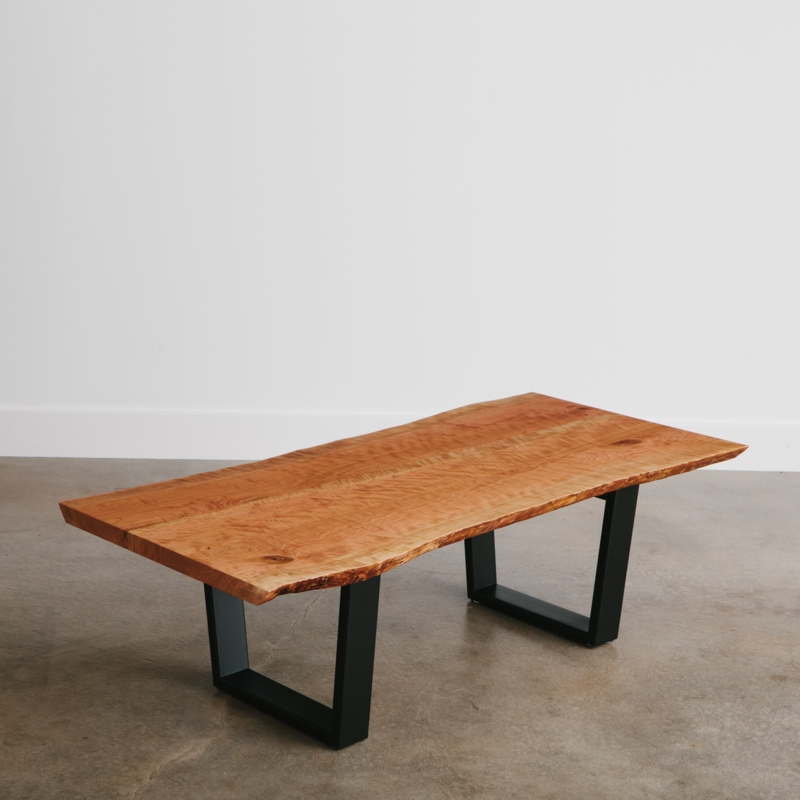 Live Edge Coffee Table Slab Top with Metal Sled Base Industrial