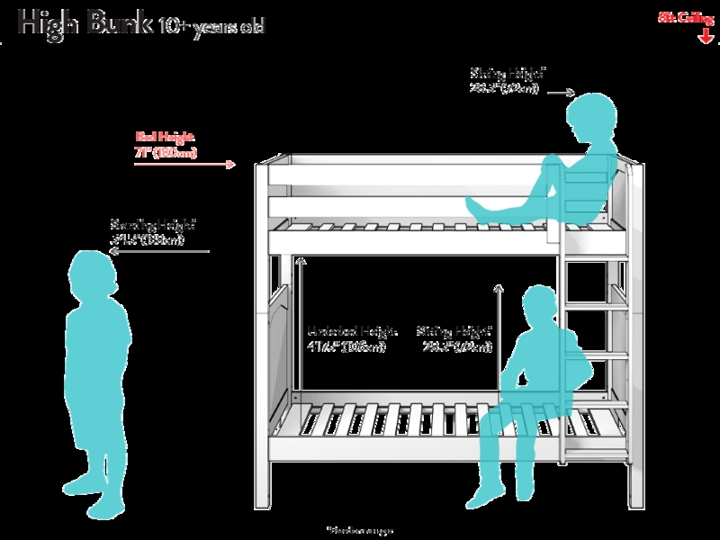 Loft Bed White Wood Frame Integrated Full Length Desk Workstation