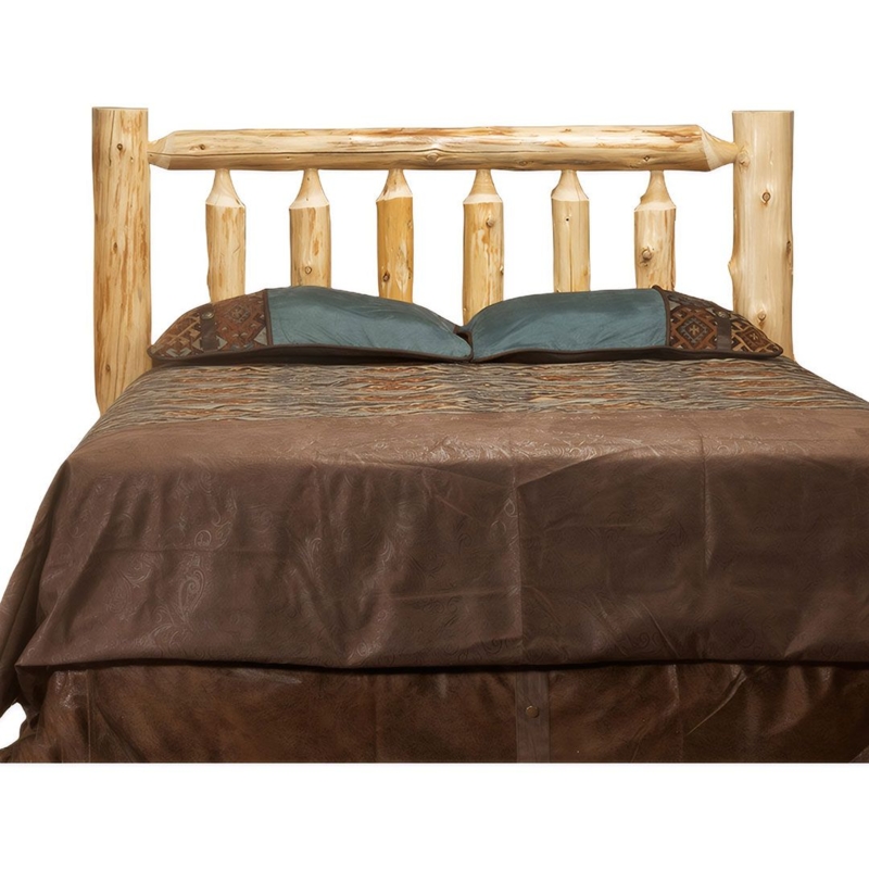Log Headboard Exposed Knots Cabin Aesthetic Timber Bed