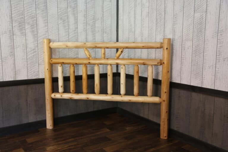 Log Headboard Four Vertical Posts White Cedar Appearance