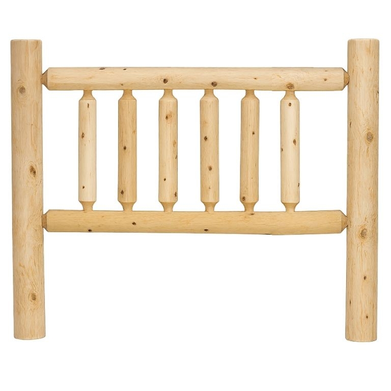 Log Headboard Round Posts Natural Timber Lodge Style
