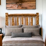 Log Headboard Rugged Silhouette Natural Finish Cabin Style