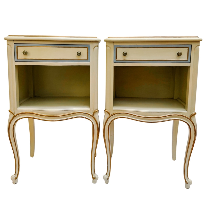 Louis XV Style Three Drawer Nightstands with Serpentine Front