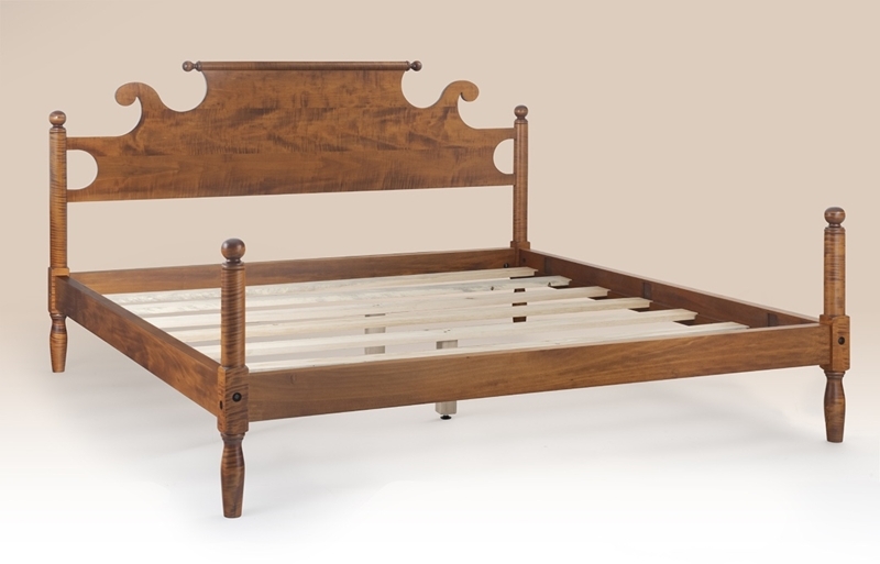 Low Post Bed with Tiger Maple Grain and Acorn Finials