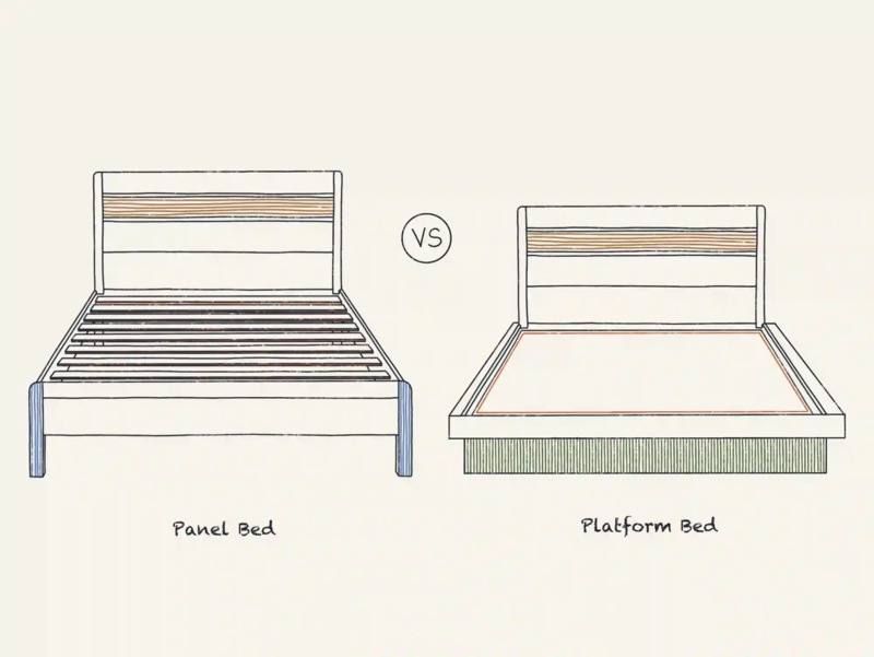 Low Profile Platform Bed Styling with Wood Toned Frame and Tapered Legs