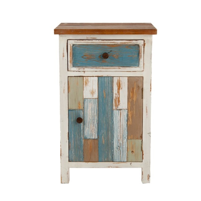 LuxenHome 18.9-in W x 29.9-in H Multi-color Wood Coastal End Table Fully  Assembled at