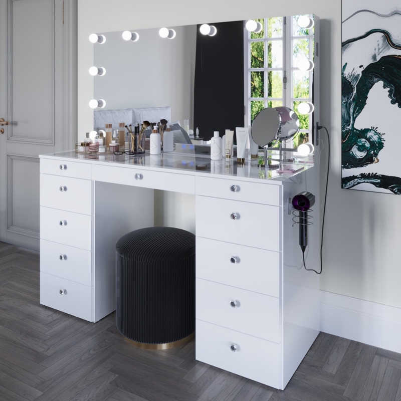 Makeup Vanity Glass Top Insert Hollywood Lighted Mirror