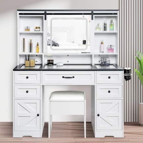 Makeup Vanity Hollywood Style Lighted Mirror Four Drawer Storage