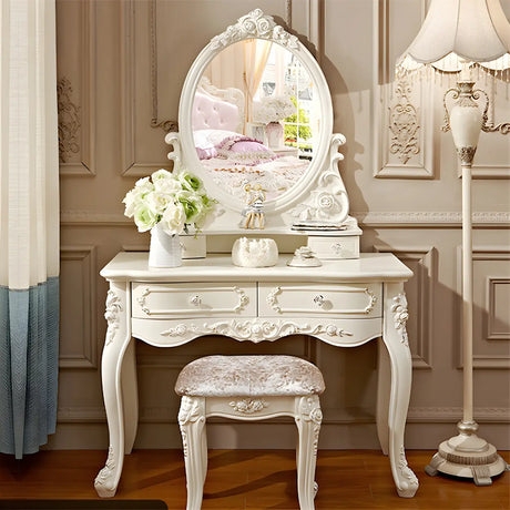 Makeup Vanity with Circular LED Mirror, Modern Gold Leg Desk