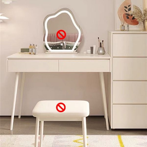 Makeup Vanity with Two-Tone Design, Gold Metal Legs & Two Tone Wood Makeup Desk