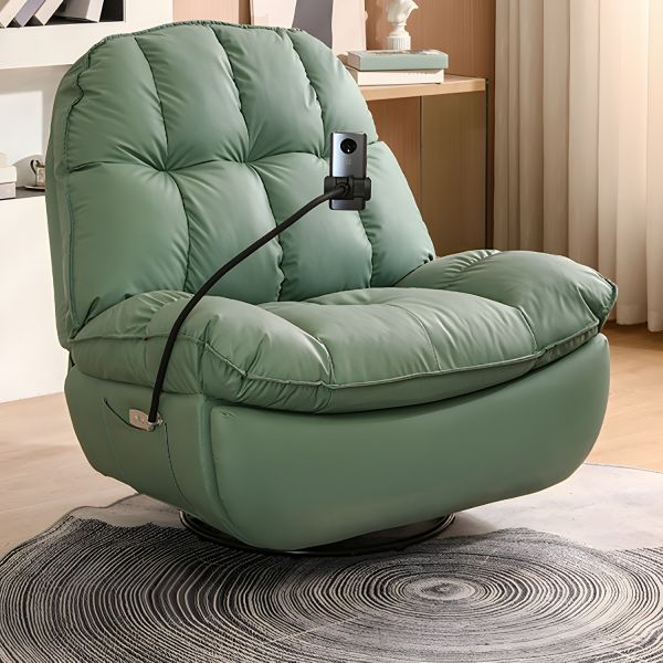Manual Grey Fabric Recliner Chair Side Storage Pocket Split Back