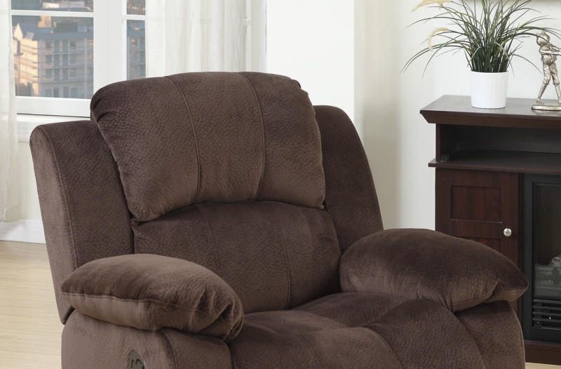 Manual Motion Recliner Chocolate Brown Suede-Like Padded Pillow Arms