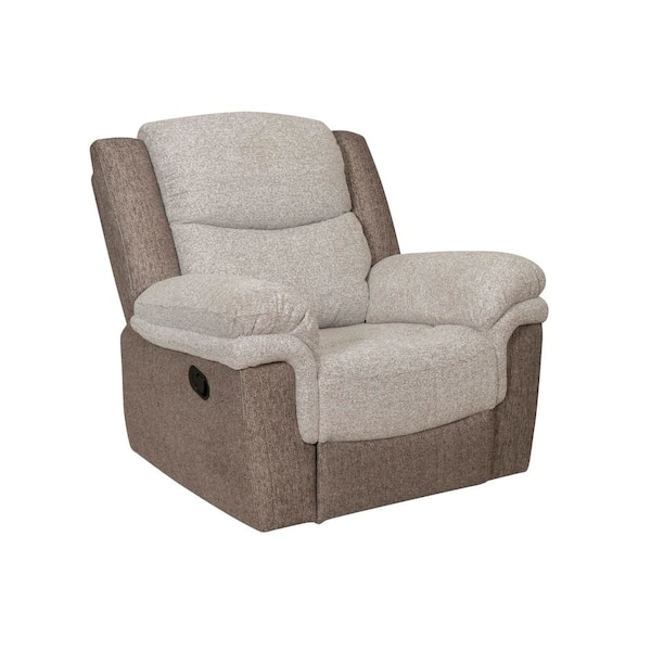Manual Recliner Beige Linen-like Fabric Three-Tier Back