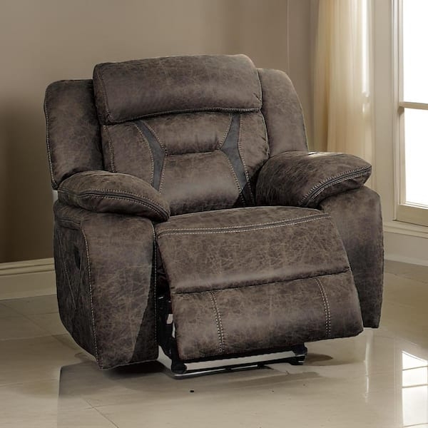 Manual Recliner Brown Microfiber Split Backrest Plush Glider Chair