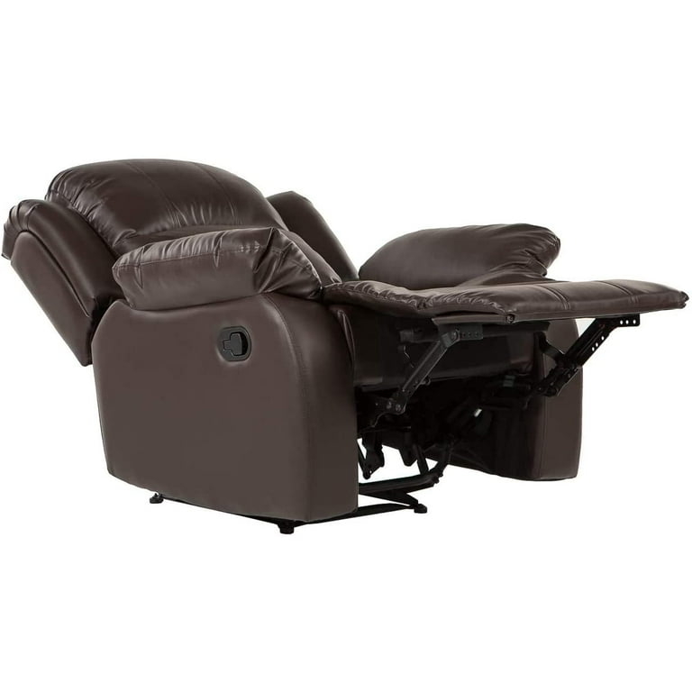 Manual Recliner Chair Leather-like Rolled Arms Traditional