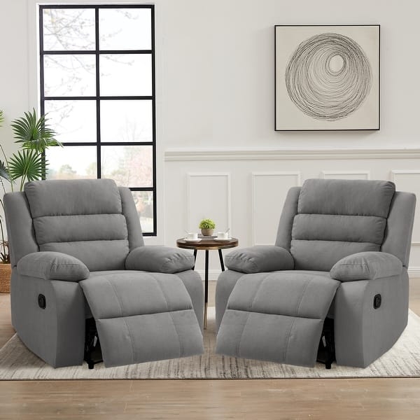 Manual Recliner Charcoal Grey Fabric Rolled Arms Side Lever
