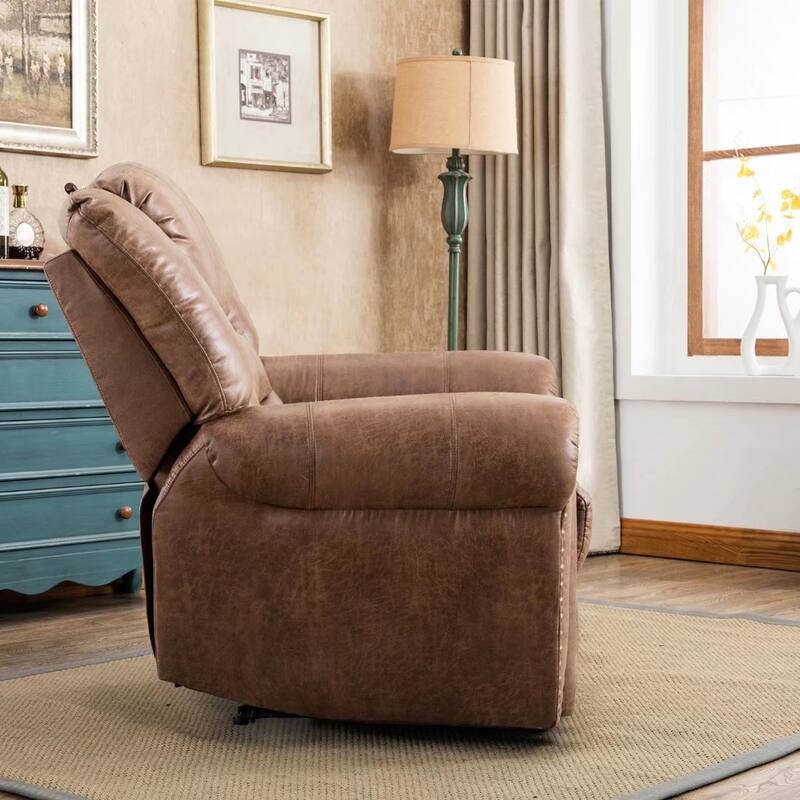 Manual Recliner Fabric Overstuffed Pillow Top Arms